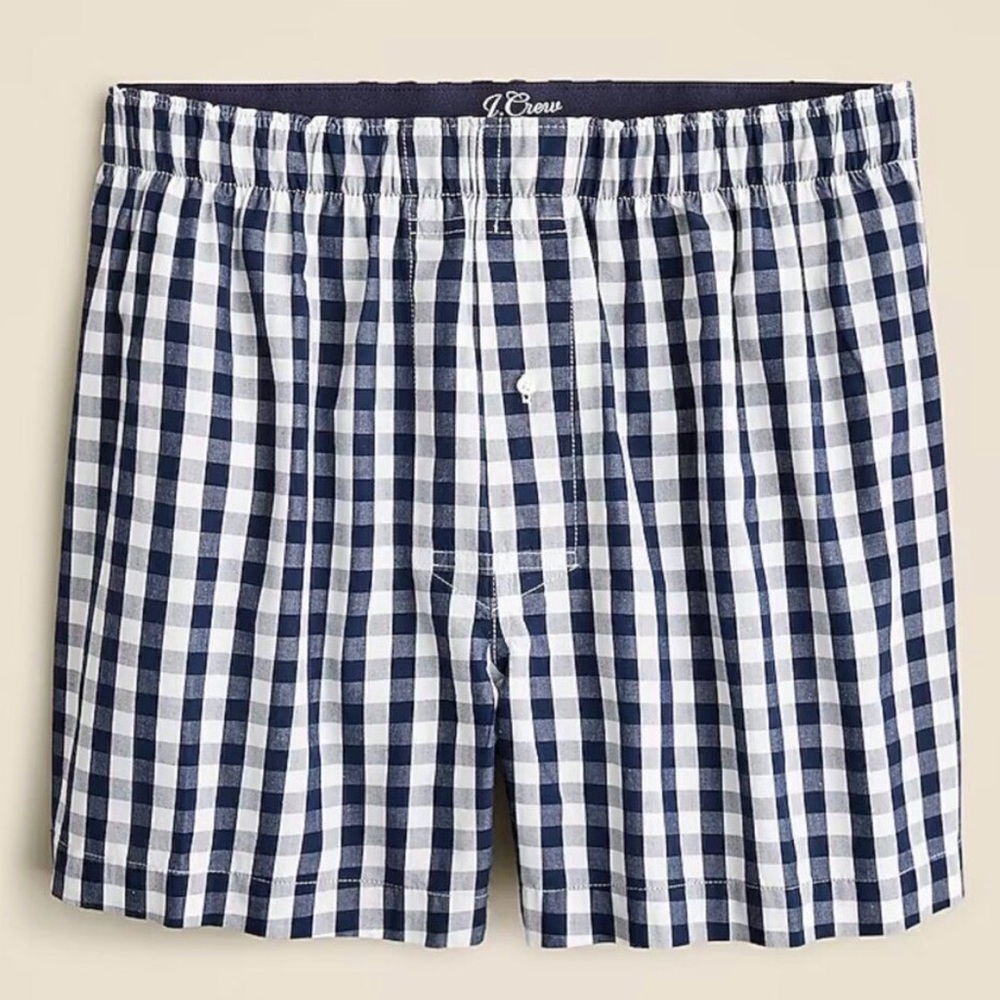 J. Crew Patterned Boxer Shorts Mens M Cotton‎ Navy Check NWT BW438